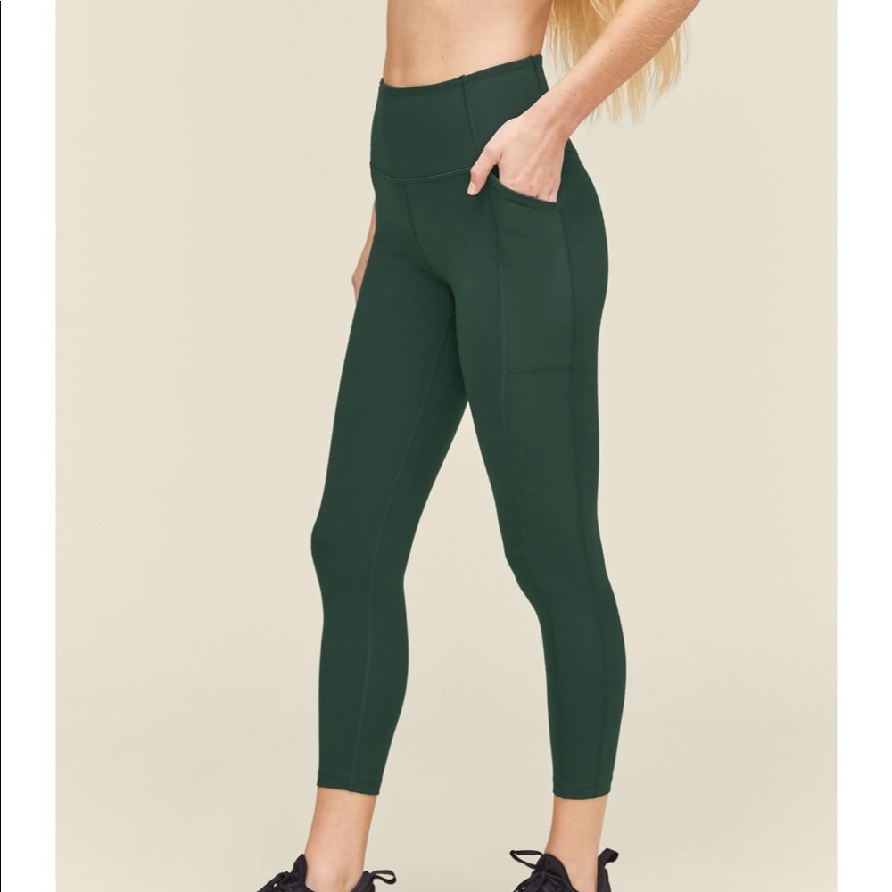 Girlfriend collective high rise compression pocket leggings 23 3/4” green